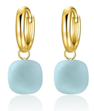 Classic London Blue Topaz Earrings Solid Gold Color 925 Sterling Silver - Lusy Store