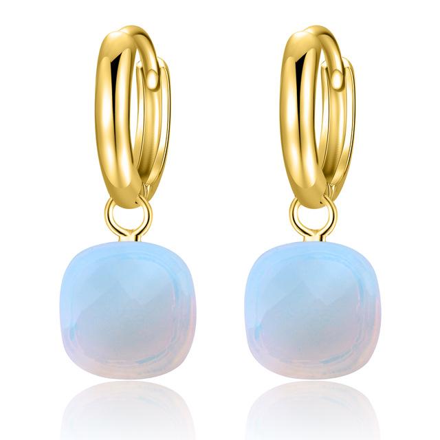 Classic London Blue Topaz Earrings Solid Gold Color 925 Sterling Silver - Lusy Store