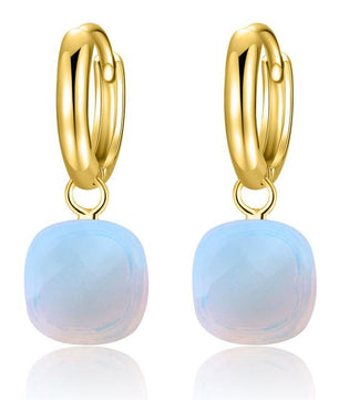 Classic London Blue Topaz Earrings Solid Gold Color 925 Sterling Silver - Lusy Store