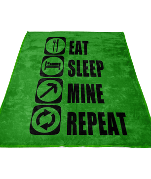 Classic Minecraft Large Fleece Blanket Eat Sleep Mine Repeat Funny - Lusy Store