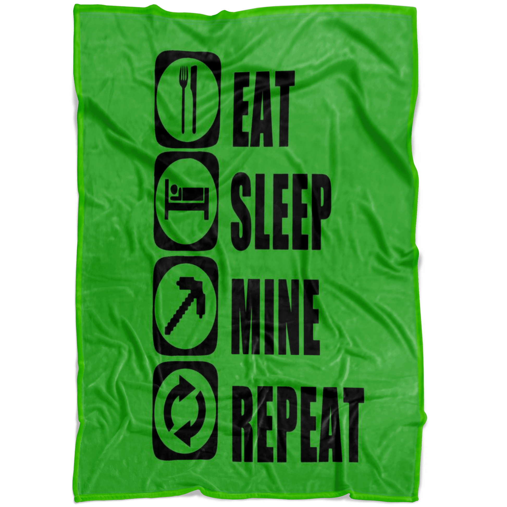 Classic Minecraft Large Fleece Blanket Eat Sleep Mine Repeat Funny - Lusy Store