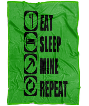 Classic Minecraft Large Fleece Blanket Eat Sleep Mine Repeat Funny - Lusy Store