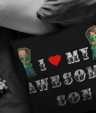 Classic Minecraft Pillow Love My Awesome Son - Lusy Store