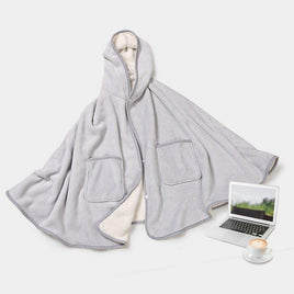 Comfy Hooded Blanket Comfortable Blanket For Lovers Tv Blanket Solid Warm Hooded Blankets Adults And Children Grey