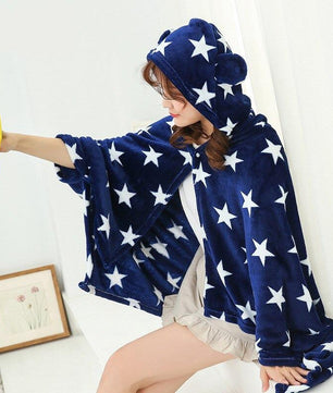 Comfy Hooded Blanket Winter Thick Comfortable Hooded Plaid Warm Unicorn Tv Long Sleeve Fleece For Sofa Beds - Lusy Store