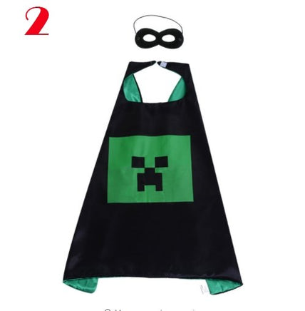 Comics Cartoon Minecraft Costume Cloak for Child Kids with Eye Felt Party Mask Kids Boy Girl Birthday Christmas Decor - Lusy Store