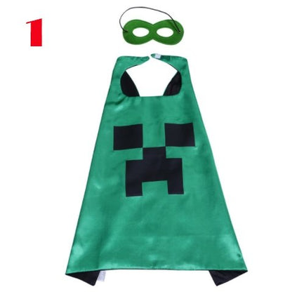 Comics Cartoon Minecraft Costume Cloak for Child Kids with Eye Felt Party Mask Kids Boy Girl Birthday Christmas Decor - Lusy Store