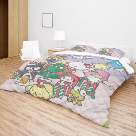 Cozy Comfort Quilted Bedding Sets Merry Christmas with Sanrio Characters - Lusy Store LLC