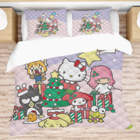 Cozy Comfort Quilted Bedding Sets Merry Christmas with Sanrio Characters - Lusy Store LLC