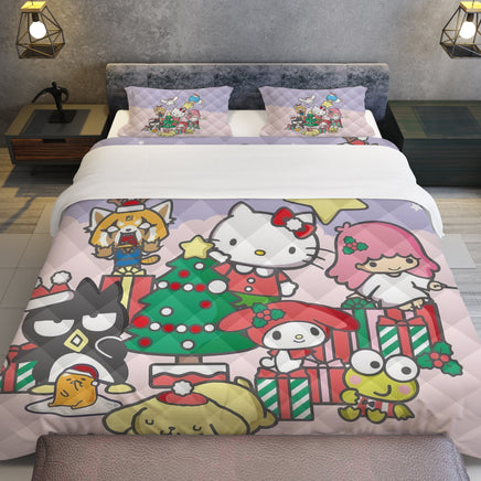 Cozy Comfort Quilted Bedding Sets Merry Christmas with Sanrio Characters - Lusy Store LLC