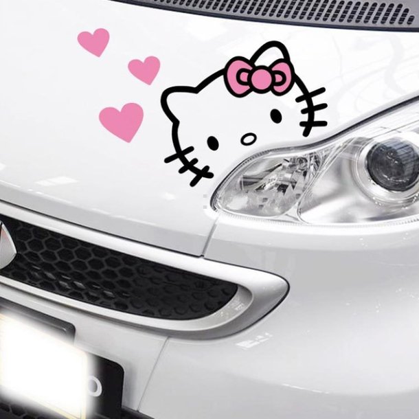 Creative Lovely Hello Kitty With Love Car Stickers Car Covers Decal for Tesla Toyota Chevrolet Volkswagen Hyundai Lada - Lusy Store