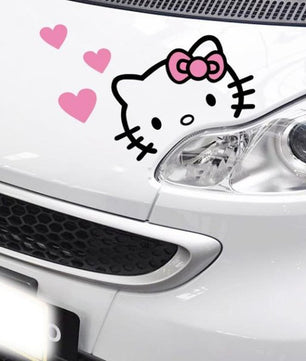 Creative Lovely Hello Kitty With Love Car Stickers Car Covers Decal for Tesla Toyota Chevrolet Volkswagen Hyundai Lada - Lusy Store