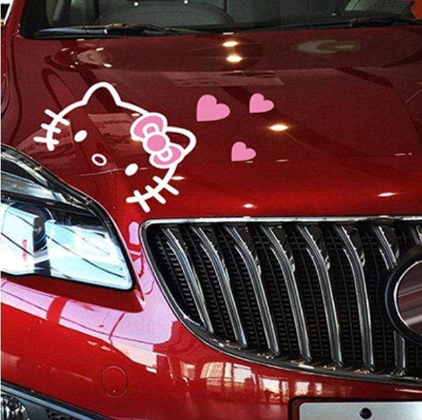 Creative Lovely Hello Kitty With Love Car Stickers Car Covers Decal for Tesla Toyota Chevrolet Volkswagen Hyundai Lada - Lusy Store