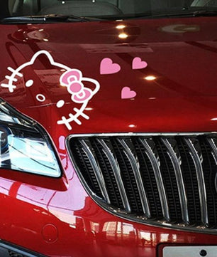 Creative Lovely Hello Kitty With Love Car Stickers Car Covers Decal for Tesla Toyota Chevrolet Volkswagen Hyundai Lada - Lusy Store