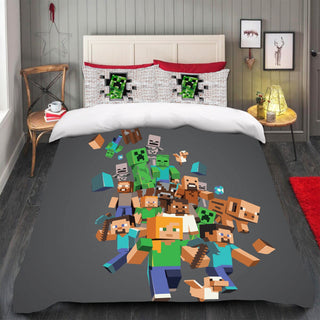Creeper Minecraft Bed Sheets 3D World Minecraft Duvet Covers Twin Full Queen King Bed Set - Lusy Store