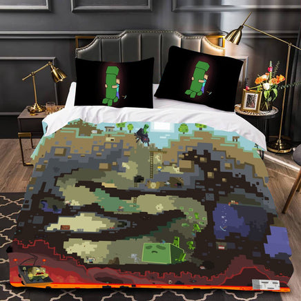 Creeper Minecraft Bed Sheets Funny World Minecraft Duvet Covers Twin Full Queen King Bed Set - Lusy Store