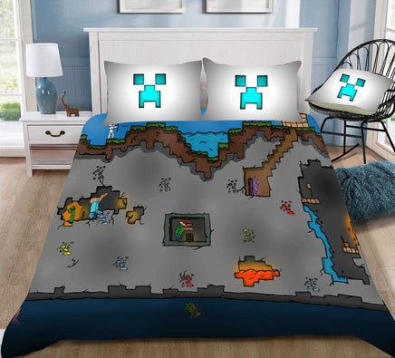 Creeper Minecraft Bed Sheets Mini World Minecraft Duvet Covers Twin Full Queen King Bed Set - Lusy Store