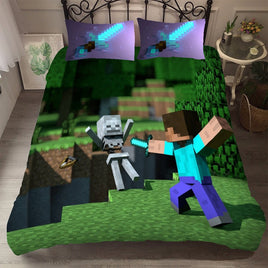 Creeper Minecraft Bed Sheets Steve Minecraft Duvet Covers Twin Full Queen King Bed Set - Lusy Store