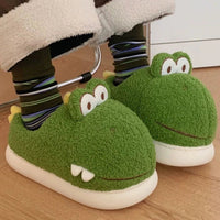 Crocodiles Slipper Cute Single Band Women Soft Heel Platform Fur Warm Indoor Comfortable Home