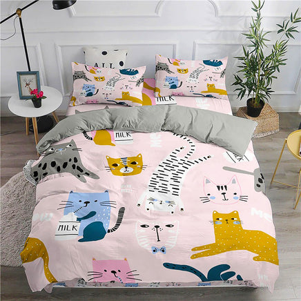 Cute Bedding Set Cartoon Cat Dogs Toddler Bedding Set 3D Microfiber Bedroom Decor D548 13