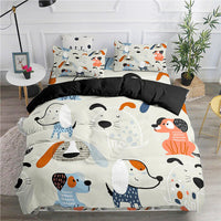 Cute Bedding Set Cartoon Cat Dogs Toddler Bedding Set 3D Microfiber Bedroom Decor D548 14