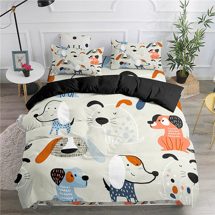 Cute Bedding Set Cartoon Cat Dogs Toddler Bedding Set 3D Microfiber Bedroom Decor D548 14