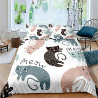 Cute Bedding Set Cartoon Cat Dogs Toddler Bedding Set 3D Microfiber Bedroom Decor D548 8