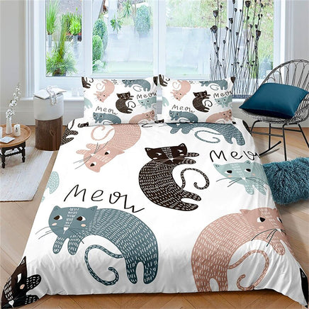 Cute Bedding Set Cartoon Cat Dogs Toddler Bedding Set 3D Microfiber Bedroom Decor D548 8