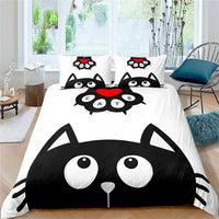 Cute Bedding Set Cartoon Cat Dogs Toddler Bedding Set 3D Microfiber Bedroom Decor D548 2