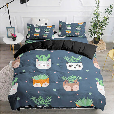 Cute Bedding Set Cartoon Cat Dogs Toddler Bedding Set 3D Microfiber Bedroom Decor D548 - Lusy Store