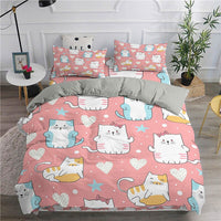 Cute Bedding Set Cartoon Cat Dogs Toddler Bedding Set 3D Microfiber Bedroom Decor D548 18