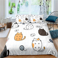 Cute Bedding Set Cartoon Cat Dogs Toddler Bedding Set 3D Microfiber Bedroom Decor D548 5