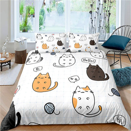 Cute Bedding Set Cartoon Cat Dogs Toddler Bedding Set 3D Microfiber Bedroom Decor D548 5