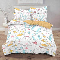 Cute Bedding Set Cartoon Cat Dogs Toddler Bedding Set 3D Microfiber Bedroom Decor D548 9