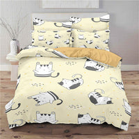 Cute Bedding Set Cartoon Cat Dogs Toddler Bedding Set 3D Microfiber Bedroom Decor D548 11