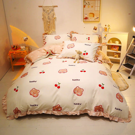 Cute Bedding Set Kids Bedroom Lace Bedding For Family D550 - Lusy Store