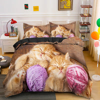 Cute Bedding Sets Kitten Quilt Cover Kids Bedding Set Kawaii D567 - Lusy Store