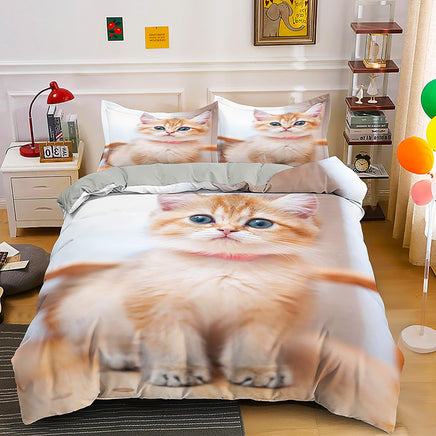 Cute Bedding Sets Kitten Quilt Cover Kids Bedding Set Kawaii D567 - Lusy Store