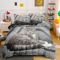 Cute Bedding Sets Kitten Quilt Cover Kids Bedding Set Kawaii D567 - Lusy Store