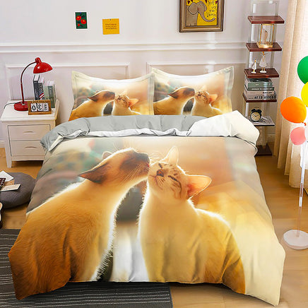 Cute Bedding Sets Kitten Quilt Cover Kids Bedding Set Kawaii D567 - Lusy Store