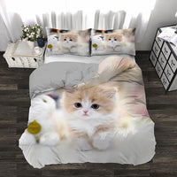 Cute Bedding Sets Kitten Quilt Cover Kids Bedding Set Kawaii D567 - Lusy Store