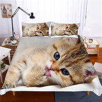 Cute Bedding Sets Kitten Quilt Cover Kids Bedding Set Kawaii D567 - Lusy Store