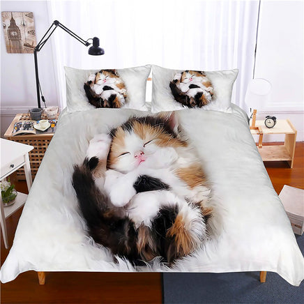 Cute Bedding Sets Kitten Quilt Cover Kids Bedding Set Kawaii D567 - Lusy Store