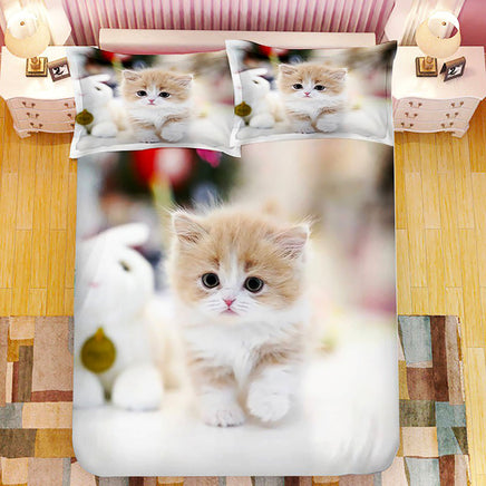 Cute Bedding Sets Kitten Quilt Cover Kids Bedding Set Kawaii D567 - Lusy Store