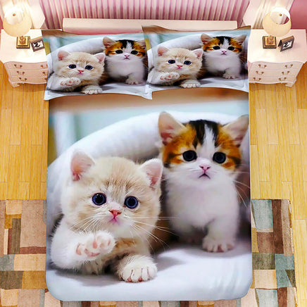 Cute Bedding Sets Kitten Quilt Cover Kids Bedding Set Kawaii D567 - Lusy Store