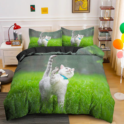 Cute Bedding Sets Kitten Quilt Cover Kids Bedding Set Kawaii D567 - Lusy Store