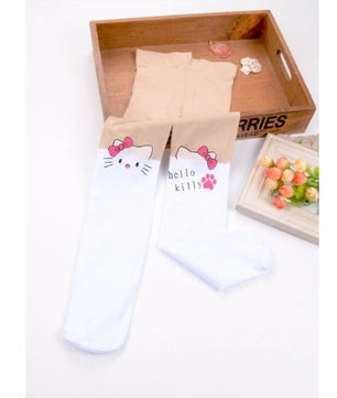 Cute Cartoon Designs Girls Tights Lovely Hello Kitty Velvet Stockings for Girls Cartoon Patchwork - Lusy Store