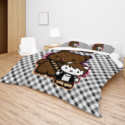 Cute Hello Kitty Bed Set Star Wars Black and White Stripes Bedding Set - Lusy Store LLC