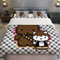 Cute Hello Kitty Bed Set Star Wars Black and White Stripes Bedding Set - Lusy Store LLC