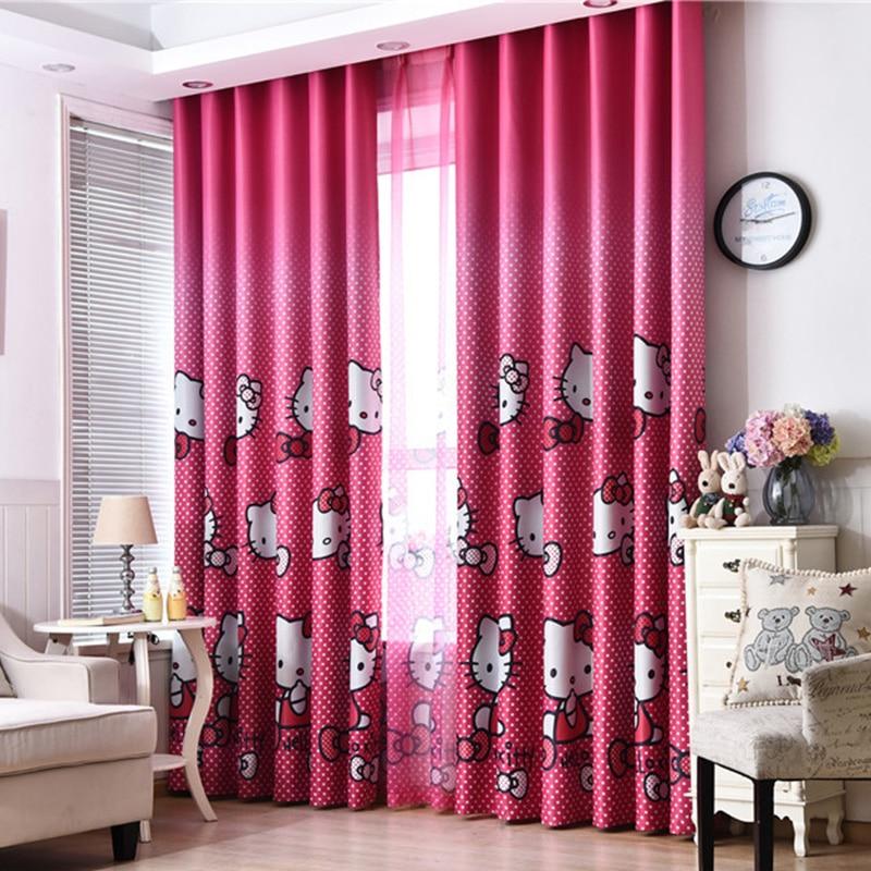 Cute Hello Kitty Cartoon Printed Curtains for Kids Baby Room Children Bedroom Living Room Curtain - Lusy Store